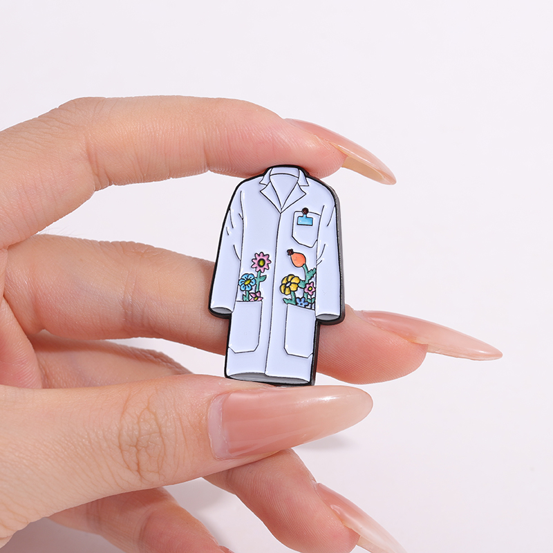 Floral Lab Coat Enamel Pins Cu - Medical Lab Logo ulasan dan harga