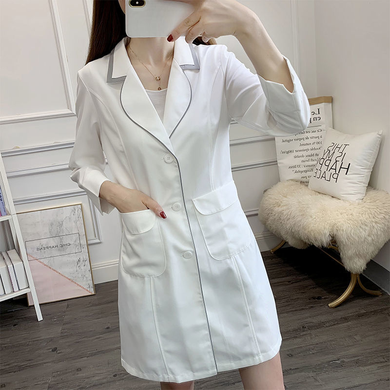 white short beauty uniform dre - Medical Lab Logo ulasan dan harga