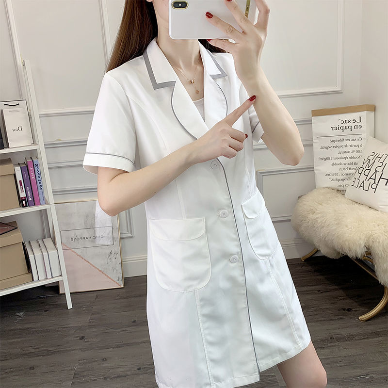 white short beauty uniform dre - Medical Lab Logo ulasan dan harga