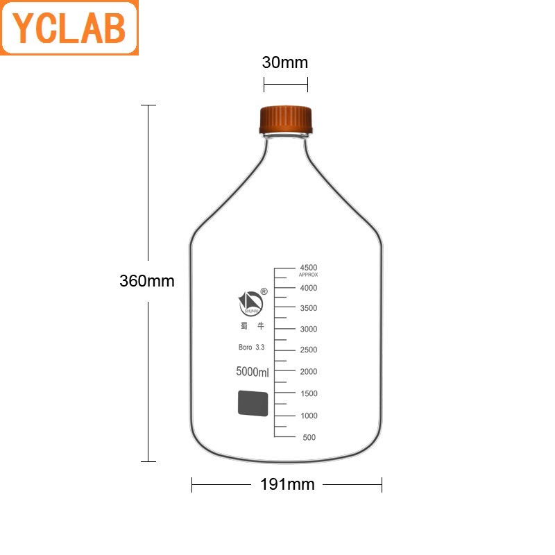 YCLAB 5000mL Reagent Bottle 5L - Medical Lab Equipment ulasan dan harga