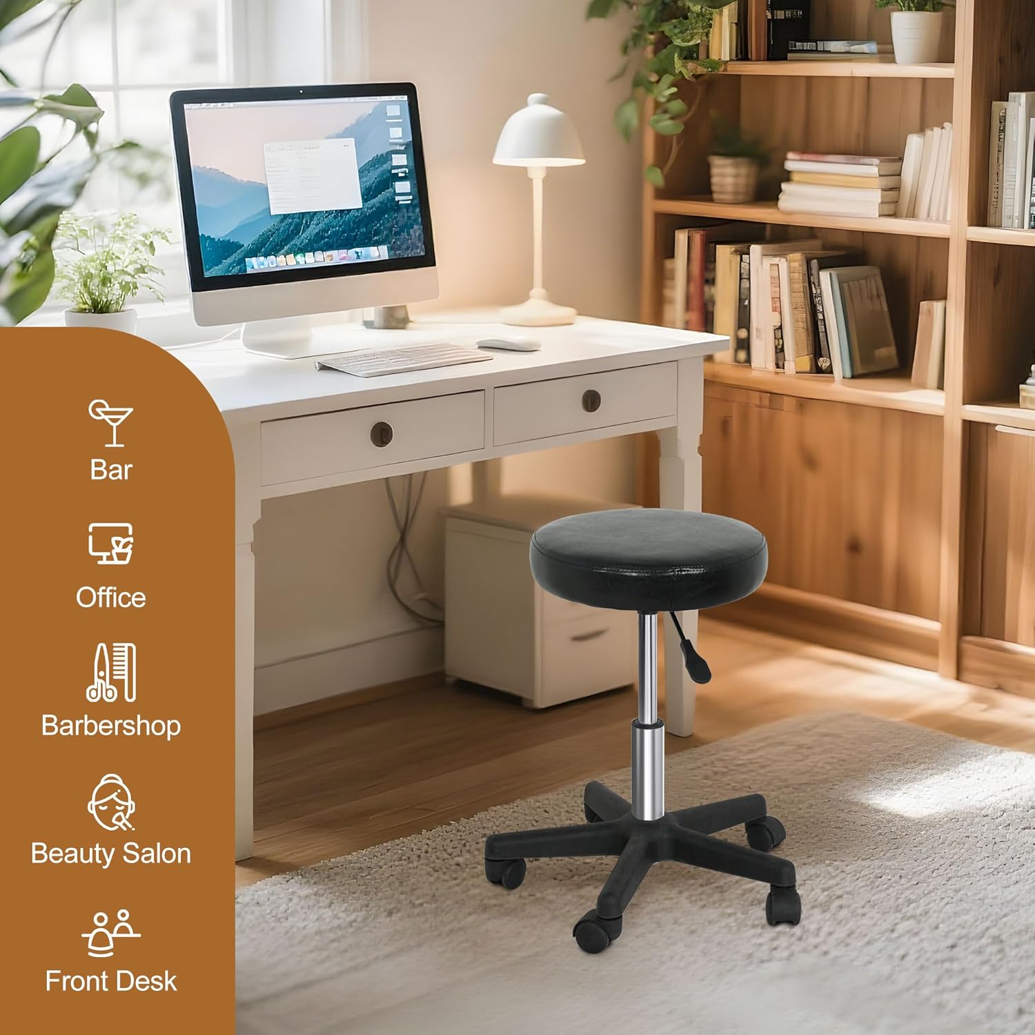 Rolling Stool With Wheels PVC  - Medical Lab Chair ulasan dan harga