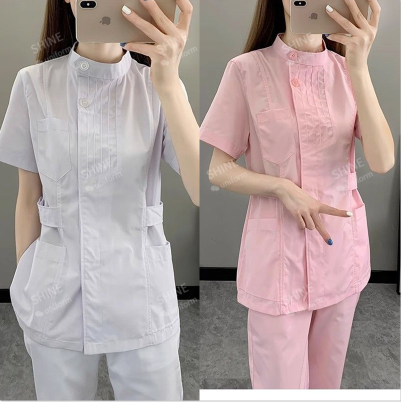 Pink Nurse Uniforms Short Slee - Medical Lab Logo ulasan dan harga